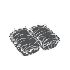 Dragons beard candy chinese cuisine glyph monochrome icon. Asian traditional sweets engraved vector illustration.