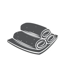 Spring roll chinese cuisine glyph monochrome icon. Asian food engraved vector illustration.