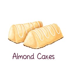 Almond cakes vector illustration. Sweet confectionery.
