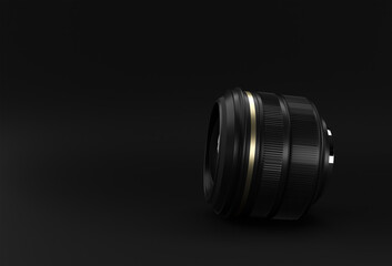 Realistic camera lens with reflections 3D Rendering.
