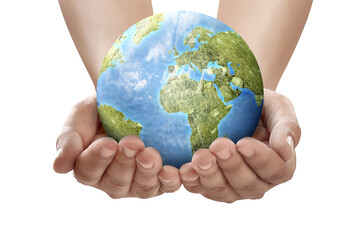 Hand holding earth