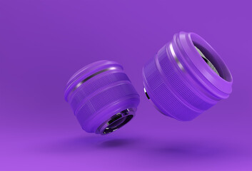 Realistic camera lens with reflections 3D Rendering.
