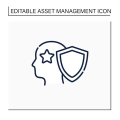 Intellectual property line icon. Copyright. Intangible creations. Law protects. Asset management concept. Isolated vector illustration.Editable stroke