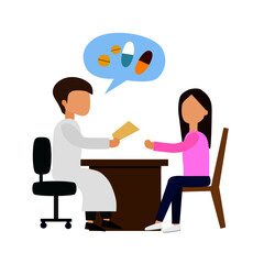 A doctor is giving prescription and suggest some of medicine to a patient.