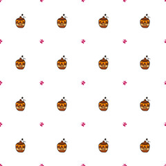 seamless pattern with honey jar and Butterfly