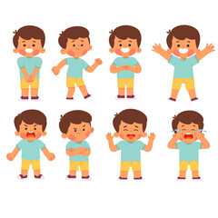 Fototapeta premium Set of boy kid child characters face expression