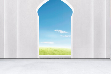 Mosque door with a green field