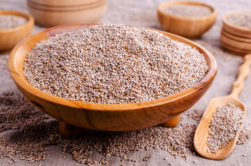 Dry white chia seeds