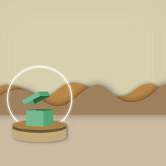 Abstract with background with beige colortone and green box and stage