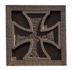 architectural element cross patte of old German architecture on white isolated
