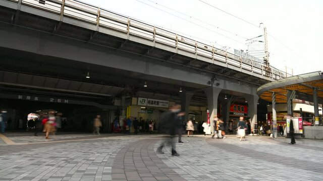 Time-lapse: People walking at yurakucho station , Tokyo, Japan