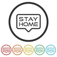 Stay home bubble ring icon color set