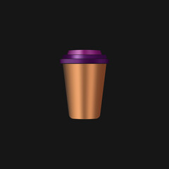 Design of a cardboard cup for Americano, espresso or cappuccino coffee. Vector 3d illustration isolated. Volumetric image for the menu of cafes and restaurants. 