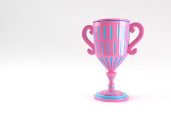 3D Render Trophy Cup isolated on Color Background.