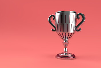 3D Render Trophy Cup isolated on Color Background.