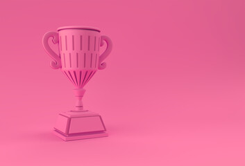 3D Render Trophy Cup isolated on Color Background.