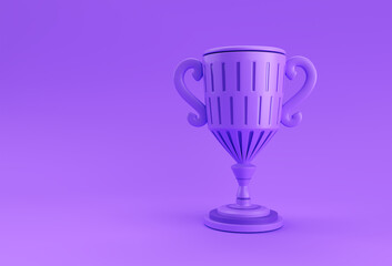 3D Render Trophy Cup isolated on Color Background.