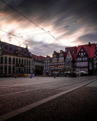 Obraz premium Market place in Bremen at sunset
