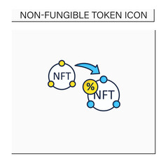 NTF resale color icon. Subsequent percentage. Secondary sale.Agreement. Digitalization concept. Isolated vector illustration
