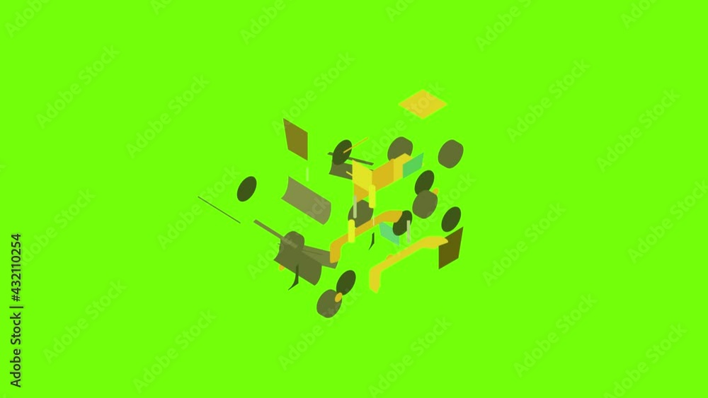 Aufkleber yellow motor grader icon animation cartoon object on green screen background