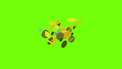 Motor grader machine icon animation cartoon object on green screen background