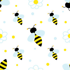 Cute striped bee. Children repeating pattern with bee in meadow.