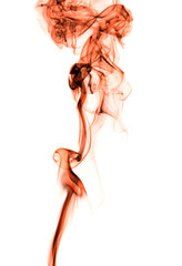 Red smoke on a white background.