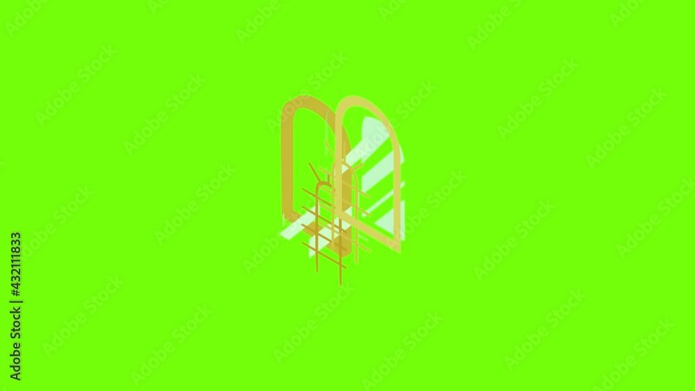 Poster palace window frame icon animation cartoon object on green screen background