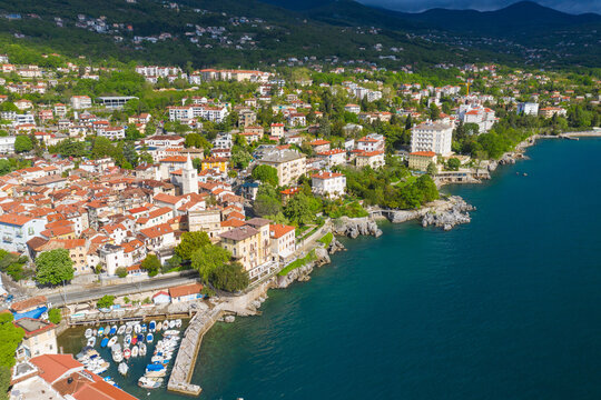 Aerial view of Lovran town in Croatia