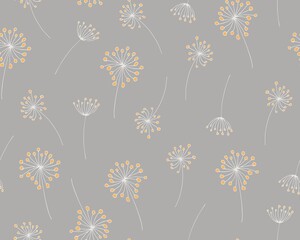 Hand Drawn Flowers Seamless Pattern Line Art Style. Floral Pattern with Simple Flowers for Wedding, Anniversary, Birthday and Party. Botanical Modern Abstract Print Design. Vector EPS 10