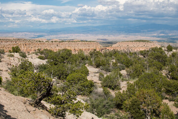 Panoramic View.
Scenic view of the canyon with greenery near Los Alamos, New Mexico.