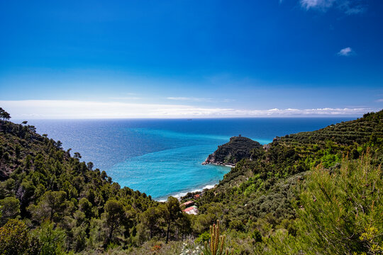 the beautiful bay of the Saracens in Varigotti (in western Liguria), taken from the Pellegrino path that connects Varigotti to Noli