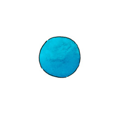 A golf ball, isolated on a white background. Turquoise color. The illustration is hand-drawn with watercolor.