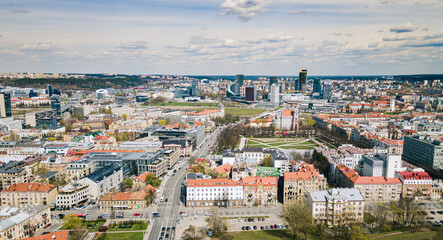 Vilnius city centre in 2021 spring / old town / business district.  