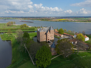 Fototapeta na wymiar Castle Loevestein in the Netherlands, Aerial