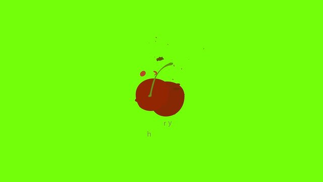 Charry icon animation cartoon object on green screen background