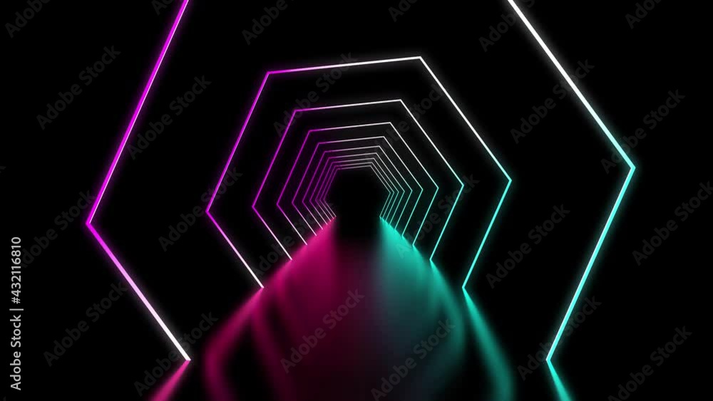 Poster neon lights futuristic music blue animation in retro style 3d game abstract lines. 4k seamless loop 