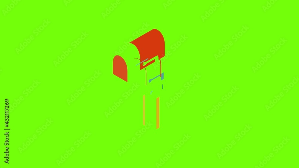 Poster close mailbox icon animation cartoon object on green screen background