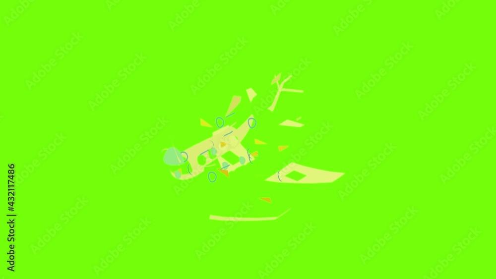 Poster mail plane icon animation cartoon object on green screen background