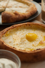 khachapuri in Ajarian and Megrelian on a vertical photo