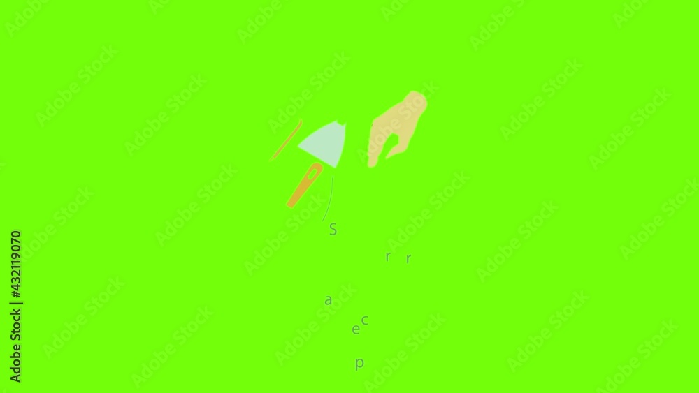Aufkleber scraper tool icon animation cartoon object on green screen background