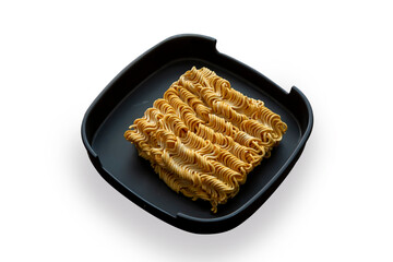 crispy instant noodle surve on plastic plate for food