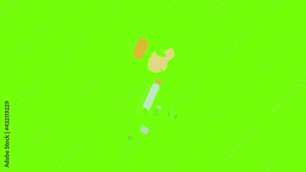 Poster chisel icon animation cartoon object on green screen background