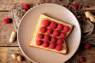 Peanut butter sandwiches with fruits