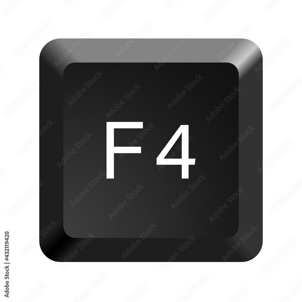 Fototapete key with with f4 symbol. black computer keyboard. button icon vector illustration.