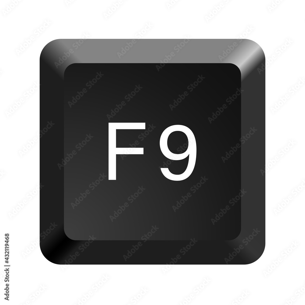 Fototapete key with with f9 symbol. black computer keyboard. button icon vector illustration.