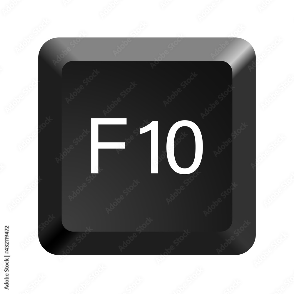 Poster key with with f10 symbol. black computer keyboard. button icon vector illustration.