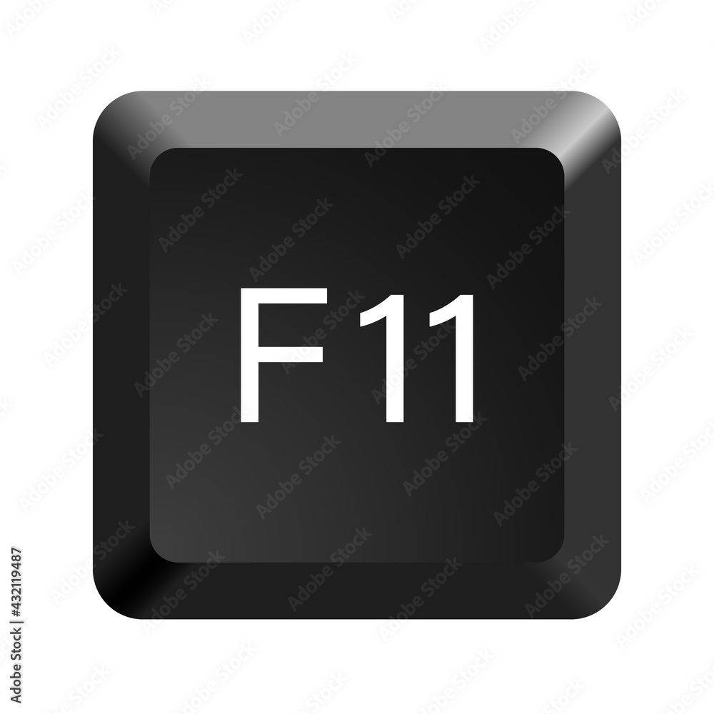 Fototapete Key with with F11 symbol. Black computer keyboard. Button icon vector illustration. 