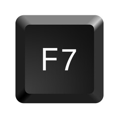 Key with with F7 symbol. Black computer keyboard. Button icon vector illustration. 