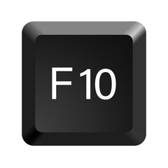 Key with with F10 symbol. Black computer keyboard. Button icon vector illustration. 